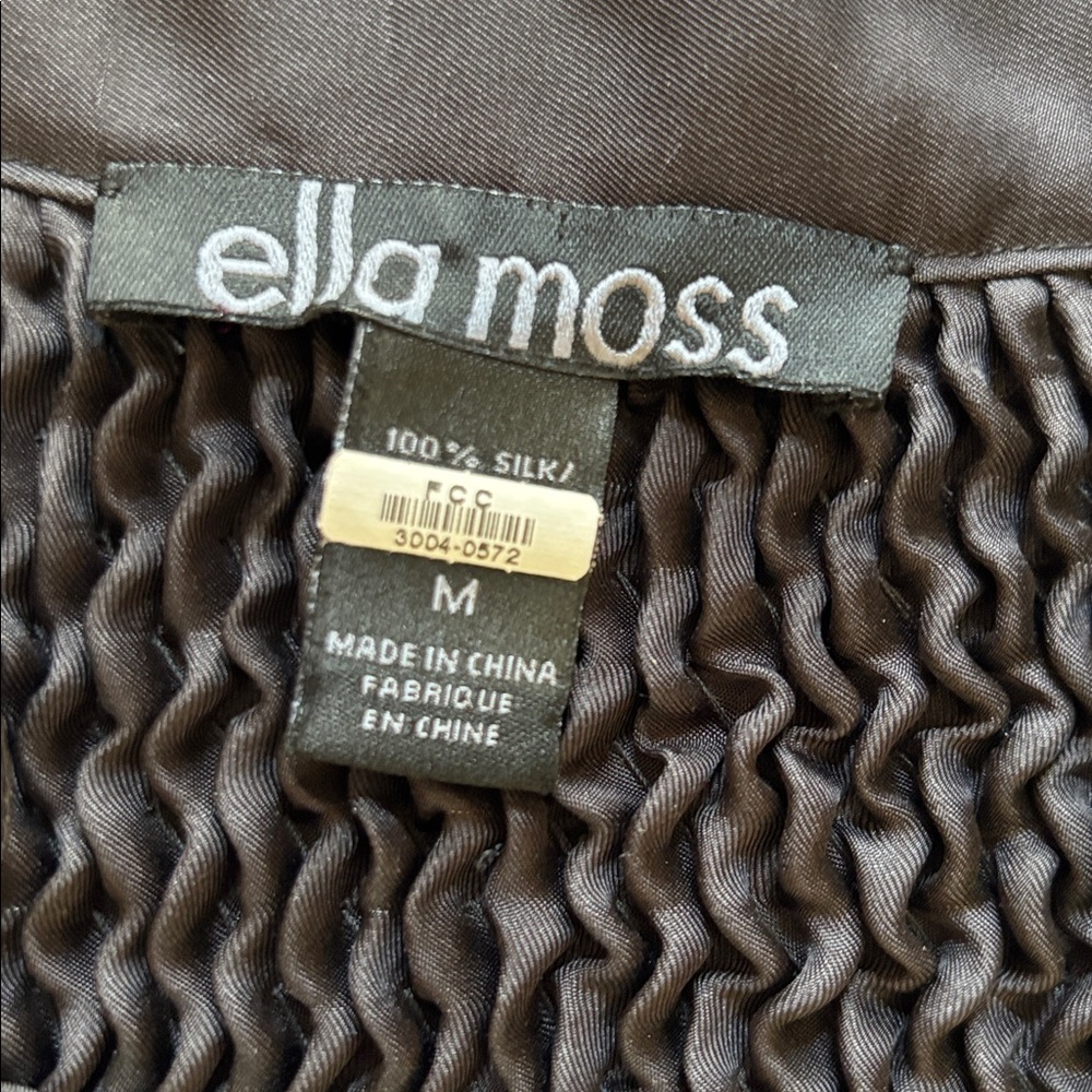 Ella Moss Black Silk Smocked Yoke Long Sleeve blouse - Picture 5 of 10